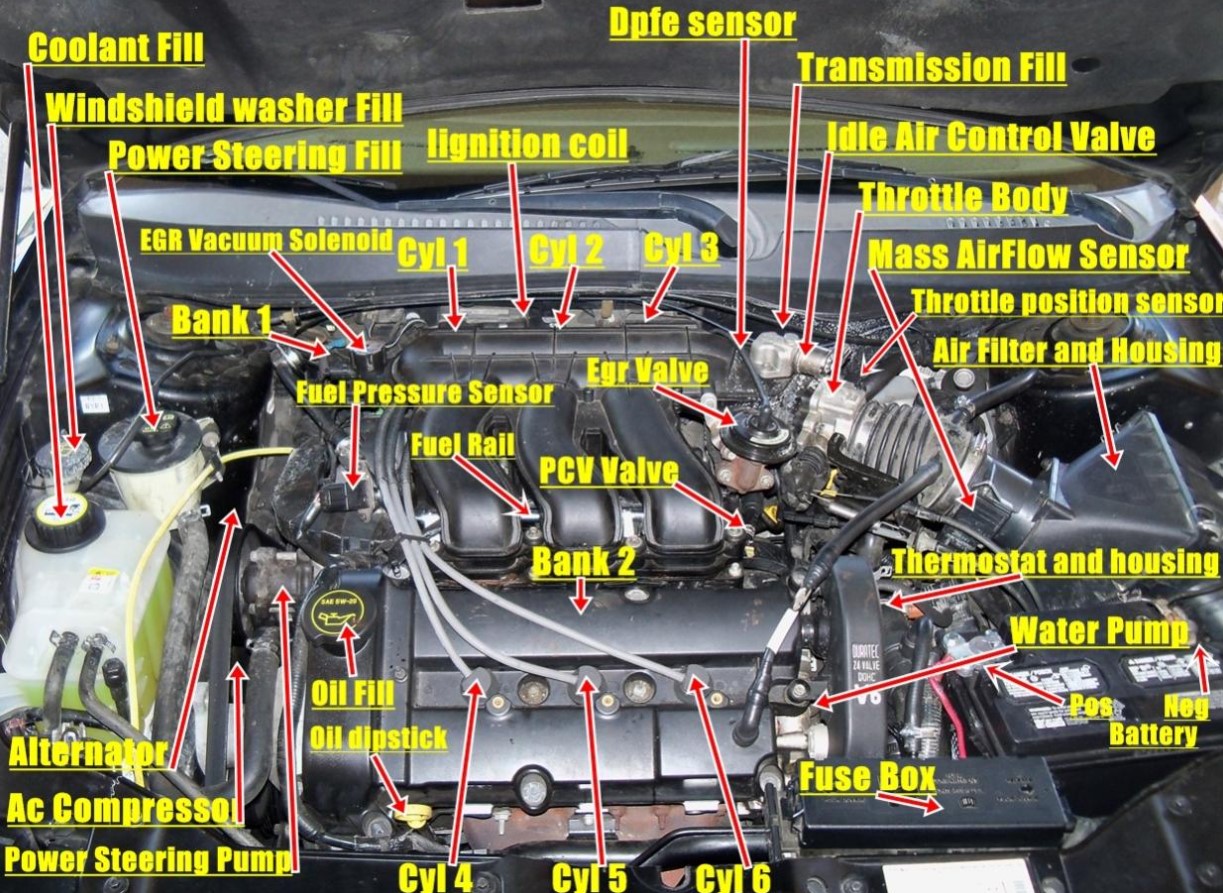 The Parts of the 3.0 V6 Ford Engine