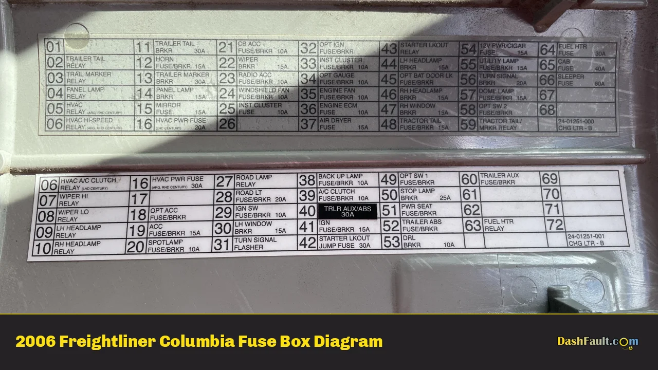 2006 Freightliner Columbia Fuse Box Diagram