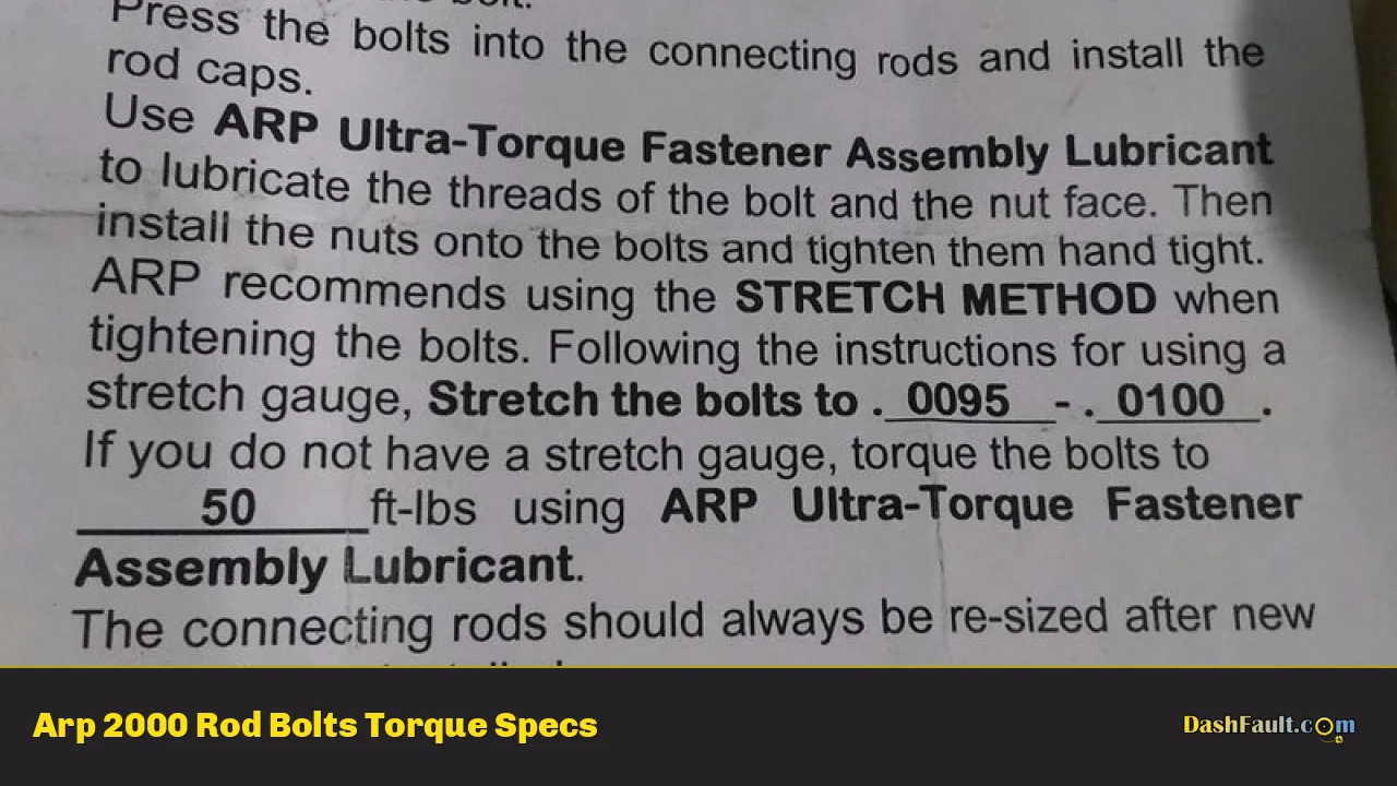 Arp 2000 Rod Bolts Torque Specs