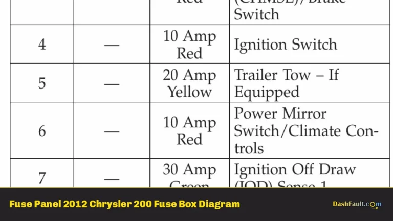 Fuse Panel 2012 Chrysler 200 Fuse Box Diagram