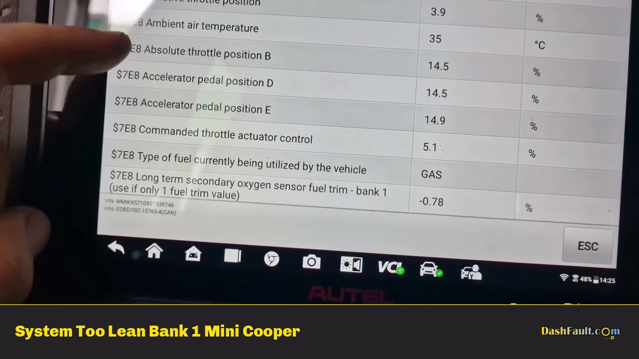 System Too Lean Bank 1 Mini Cooper