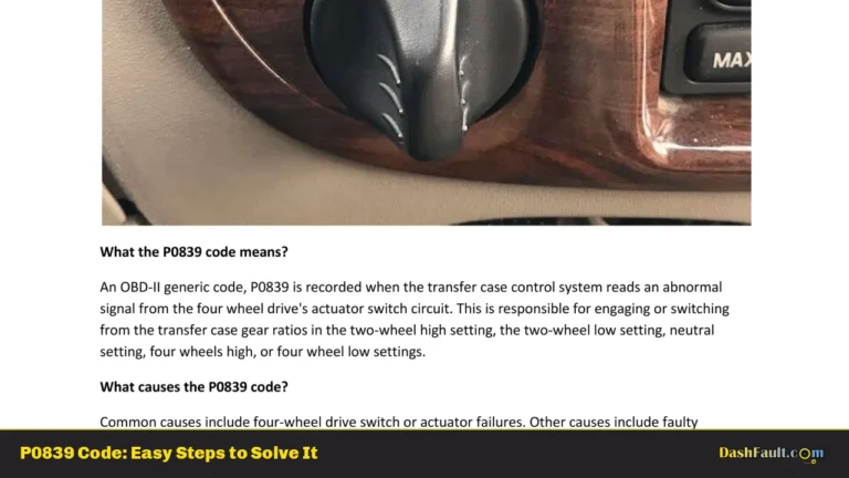 P0839 Code: Easy Steps to Solve It